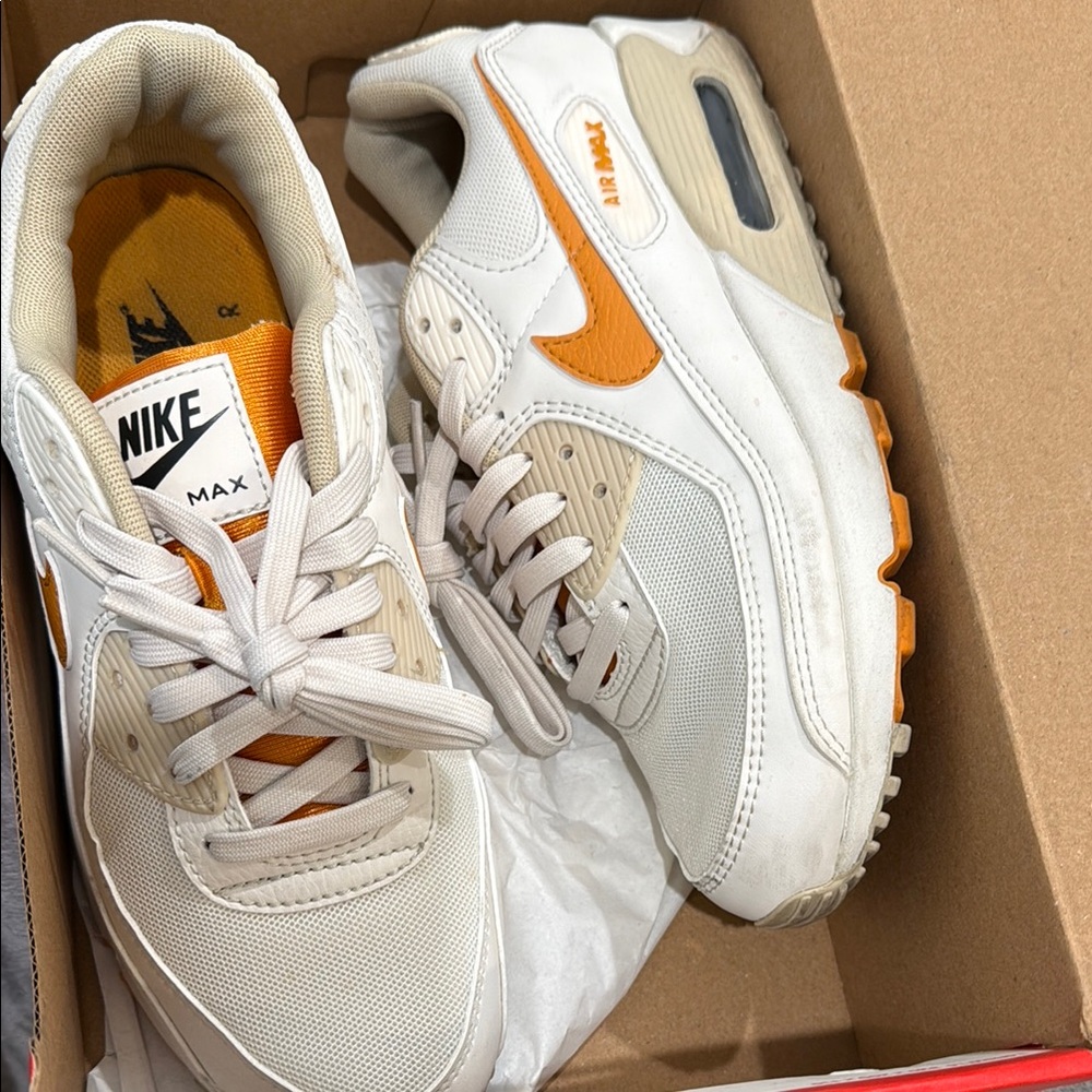 Nike Air Max White and Orange Sneakers